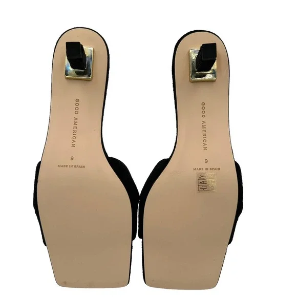 Good American Terry Kickstand Slides in a Size 9 Black New In Box - Picture 3 of 11